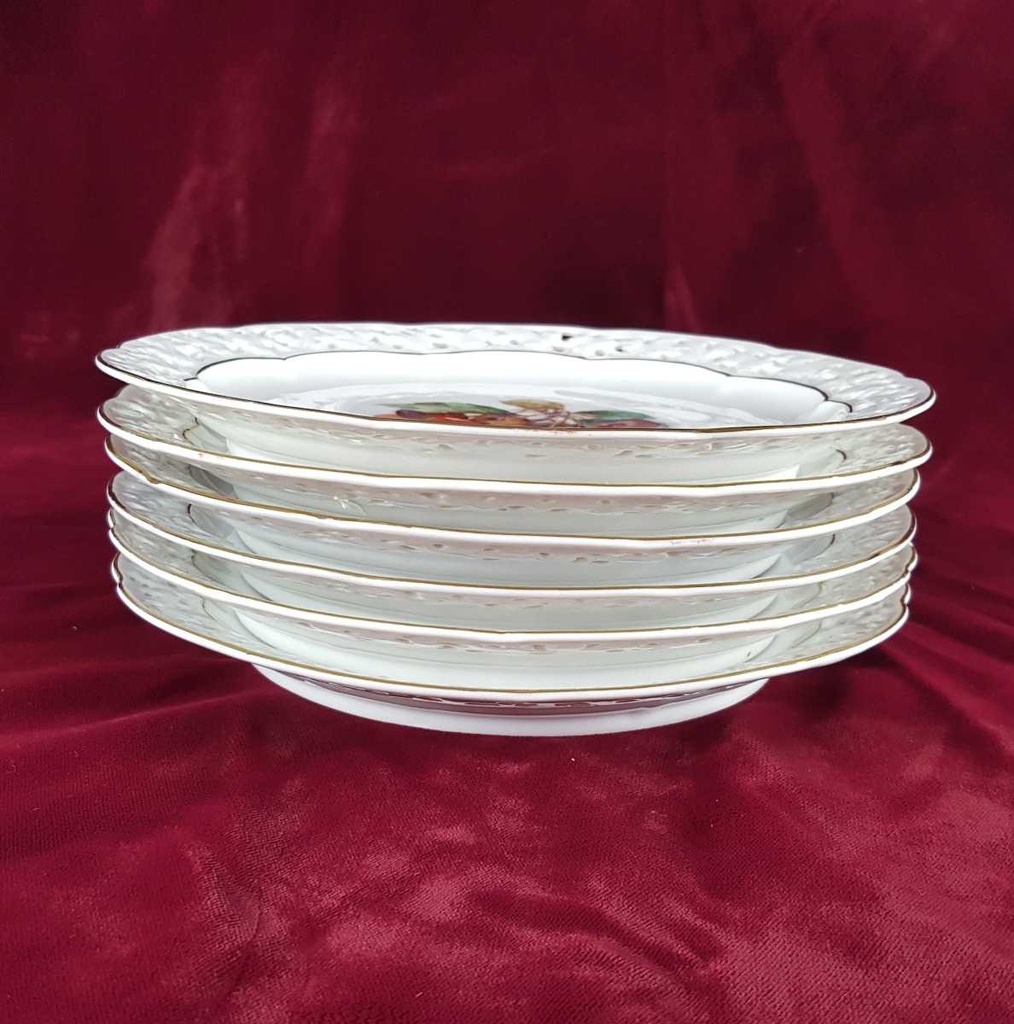 [2119082] 6er Set Kuchenteller Teller Golddekor Durchbrucharbeit 19,4 cm Waldershof Bavaria gebraucht - gut Bild 4