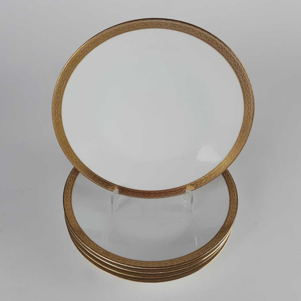 [2119083] 5er Set Kuchenteller Dessertteller Golddekor 19,5 cm Hutschenreuther Arzberg weiß gebraucht - gut Bild 2