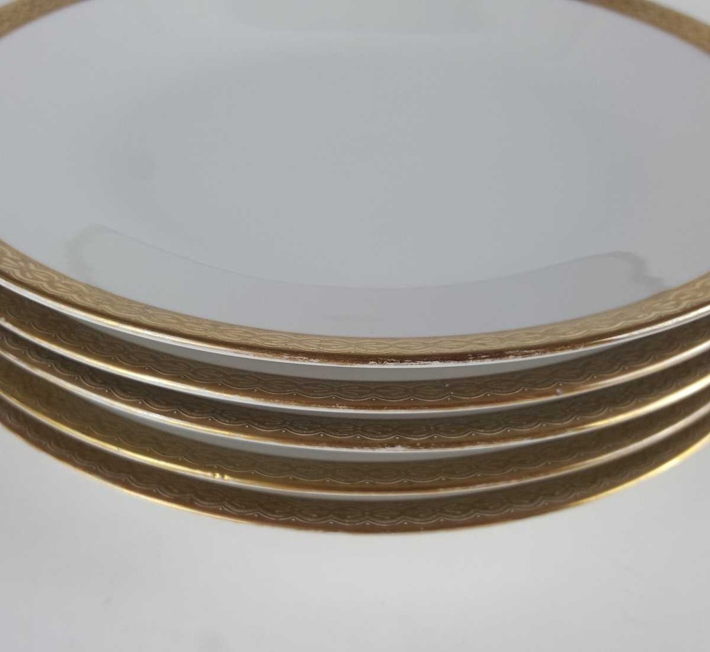 [2119083] 5er Set Kuchenteller Dessertteller Golddekor 19,5 cm Hutschenreuther Arzberg weiß gebraucht - gut Bild 3