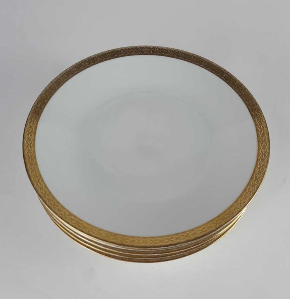 [2119083] 5er Set Kuchenteller Dessertteller Golddekor 19,5 cm Hutschenreuther Arzberg weiß gebraucht - gut Bild 4