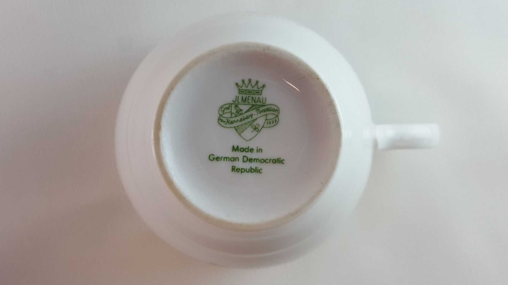 [45814087] Kaffeetasse mit Untertasse Tasse Graf von Henneberg Goldblummchen Rotpunkte gebraucht - gut Bild 6