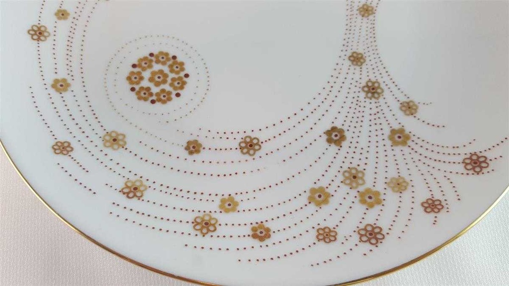 [45814089] Kuchenteller Dessertteller Frühstücksteller 19 cm Graf von Henneberg Goldblummchen Rotpunkte gebraucht - gut Bild 3