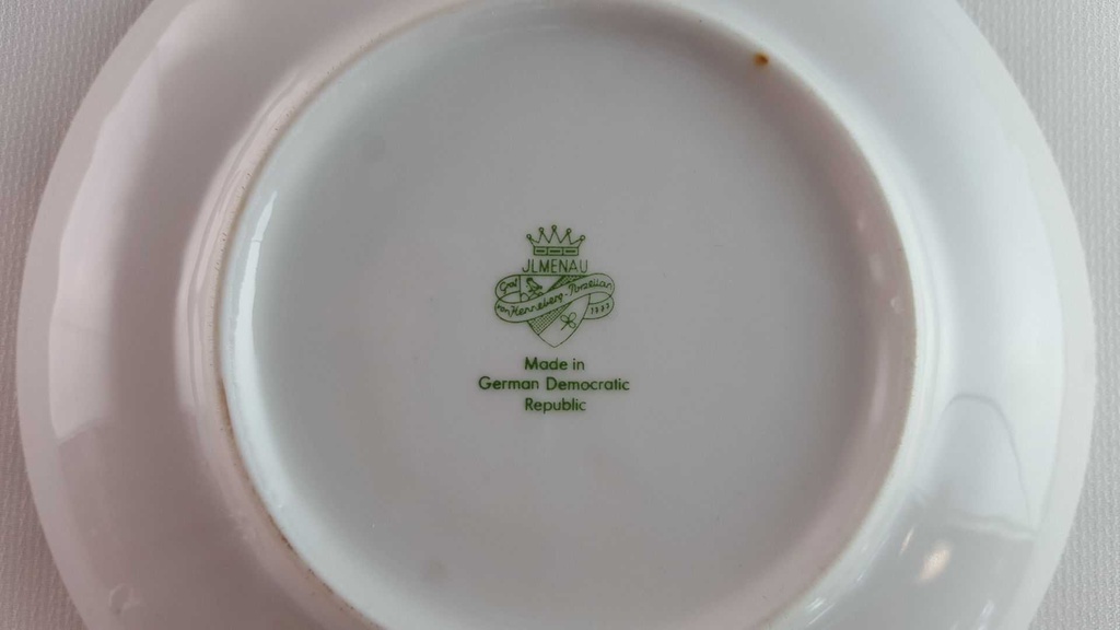 [45814090] Untertasse für Kaffee 14,6 cm Graf von Henneberg Goldblummchen Rotpunkte gebraucht - gut Bild 5