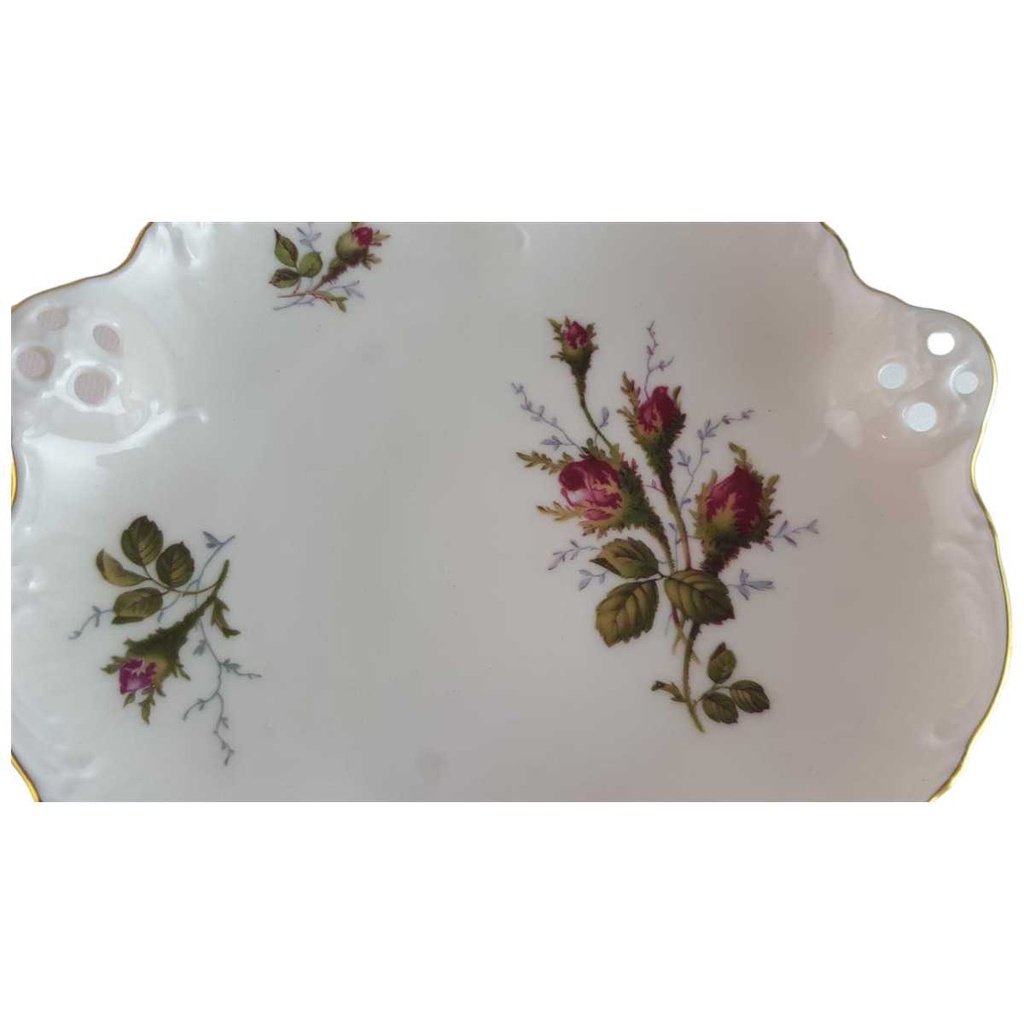 [45814145] Schale Gebäckschale Durchbruchschale Konfektschale Goldrand Durchbrucharbeit 15,7 cm Rosenthal Classic Rose Collection Moosrose mit Elfenbein gebraucht - sehr gut Bild 2