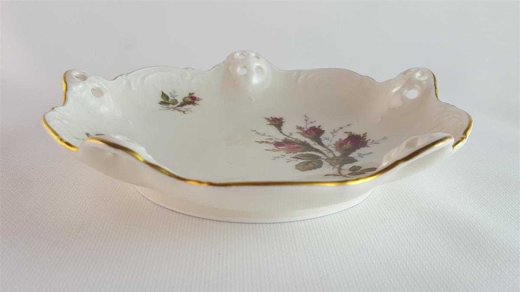 [45814145] Schale Gebäckschale Durchbruchschale Konfektschale Goldrand Durchbrucharbeit 15,7 cm Rosenthal Classic Rose Collection Moosrose mit Elfenbein gebraucht - sehr gut Bild 3