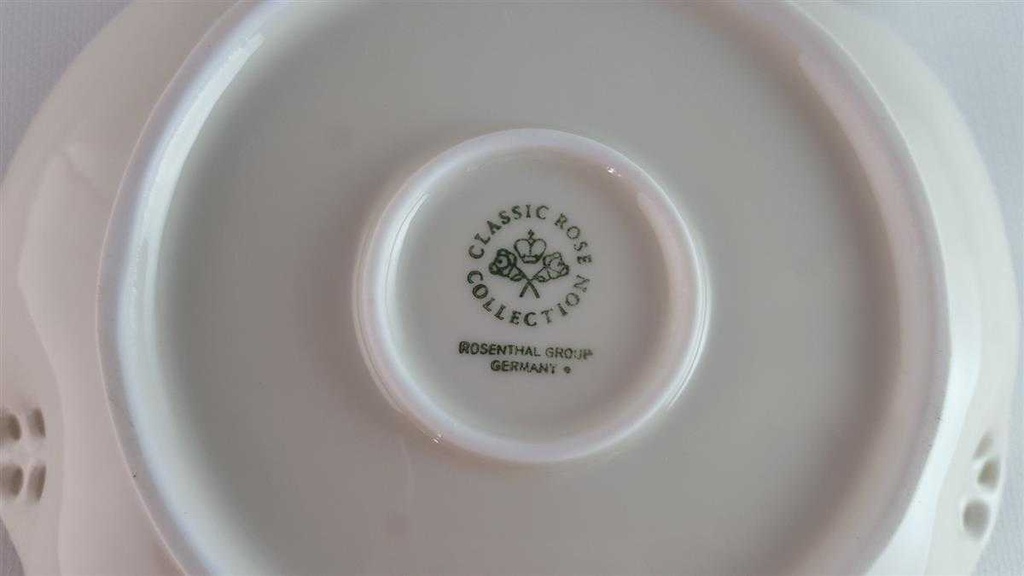 [45814145] Schale Gebäckschale Durchbruchschale Konfektschale Goldrand Durchbrucharbeit 15,7 cm Rosenthal Classic Rose Collection Moosrose mit Elfenbein gebraucht - sehr gut Bild 4