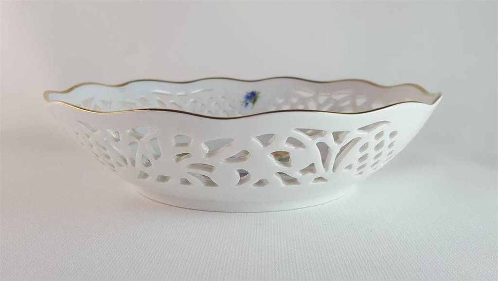 [45814152] Schale Durchbruchschale Durchbrucharbeit 18,8 cm Marienbad Ingres Weiss Blumendekor Blumen gebraucht - gut Bild 3