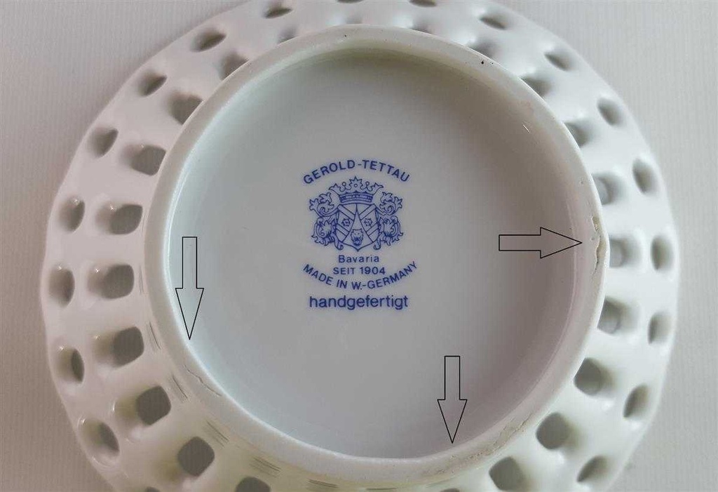 [45814153] Schale Durchbruchschale Durchbrucharbeit 13,2 cm Gerold & Co Blumen gebraucht - gut Bild 5