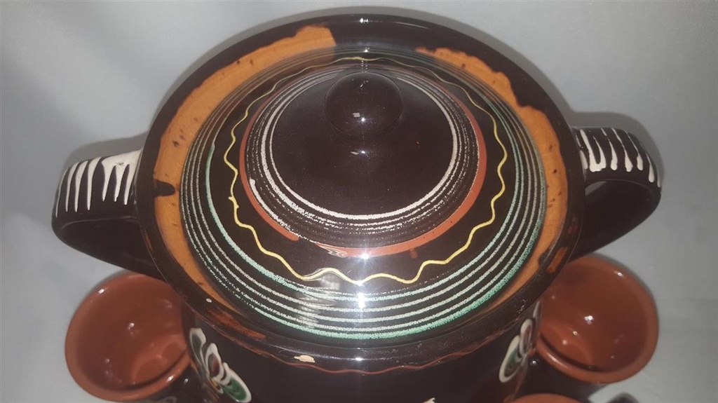 [45814167] Bowle Set Keramik 7tlg. Bowletopf mit 6 Bechern Bild 4
