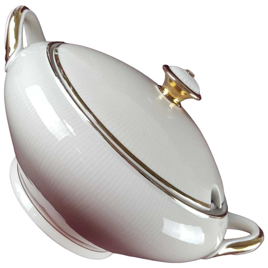 [458142370] Schüssel Servierschüssel Goldrand Schumann Elfenbein Beige gebraucht - gut Bild 2