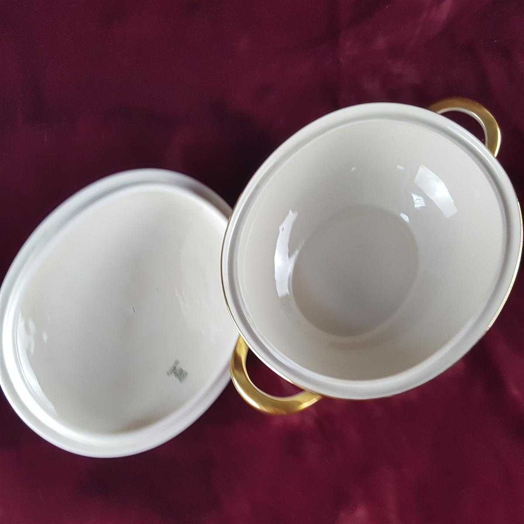 [458142371] Schüssel Goldrand 1,25 L Hutschenreuther Elfenbein Beige Selb gebraucht - gut Bild 6
