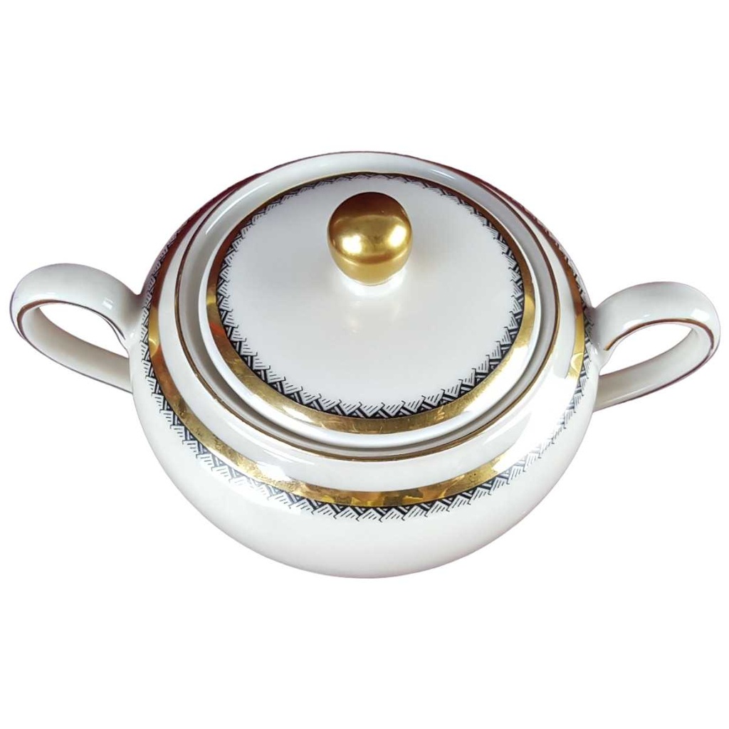 [458142400] Zuckerdose Seltmann Weiden Form 30007 schwarz gold Dekor gebraucht - gut Bild 2