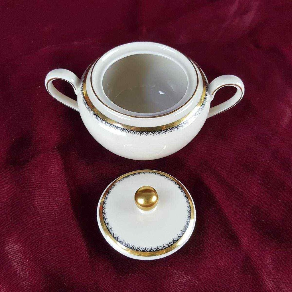 [458142400] Zuckerdose Seltmann Weiden Form 30007 schwarz gold Dekor gebraucht - gut Bild 3