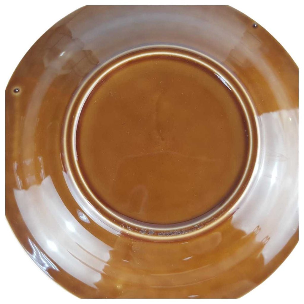 [458142466] Untertasse für Suppe 16,2 cm Pagnossin Earthenware braun Relief Kreise gebraucht - gut Bild 2