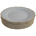 [2119091] 6er Set Speiseteller Essteller Goldrand 23,9 cm Triptis Porzellan weiß gebraucht - gut Bild 2