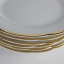 [2119091] 6er Set Speiseteller Essteller Goldrand 23,9 cm Triptis Porzellan weiß gebraucht - gut Bild 3