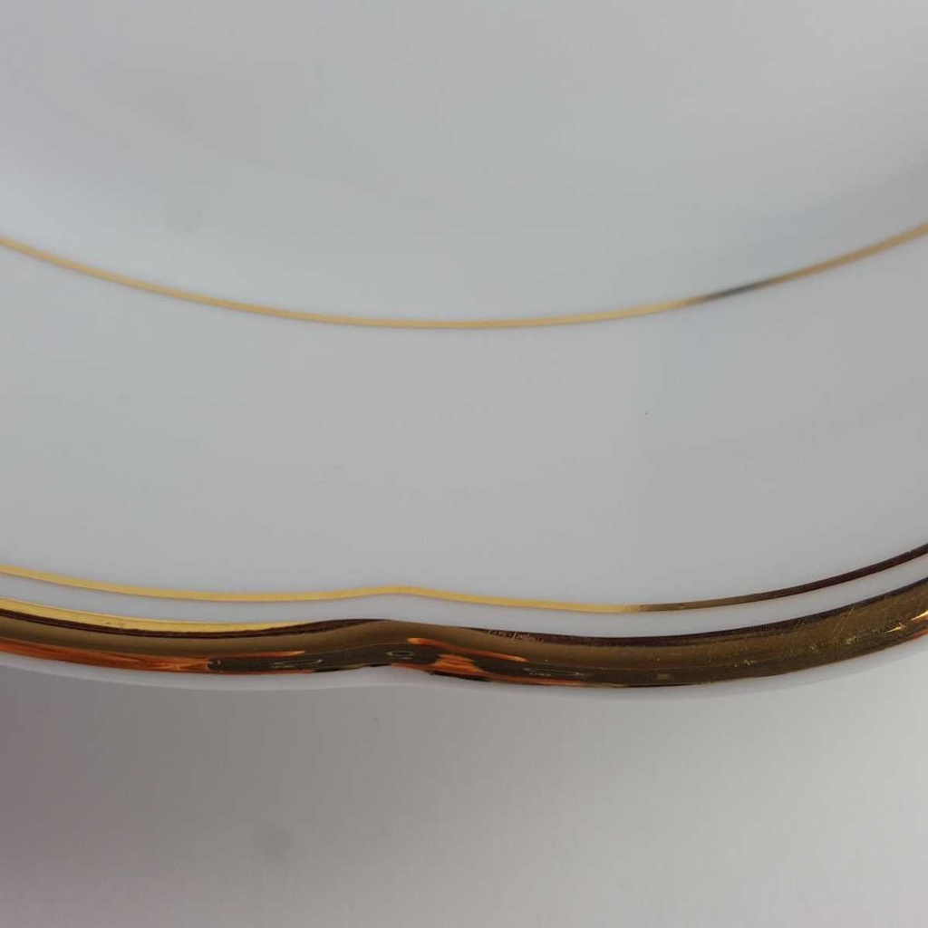 [2119091] 6er Set Speiseteller Essteller Goldrand 23,9 cm Triptis Porzellan weiß gebraucht - gut Bild 6