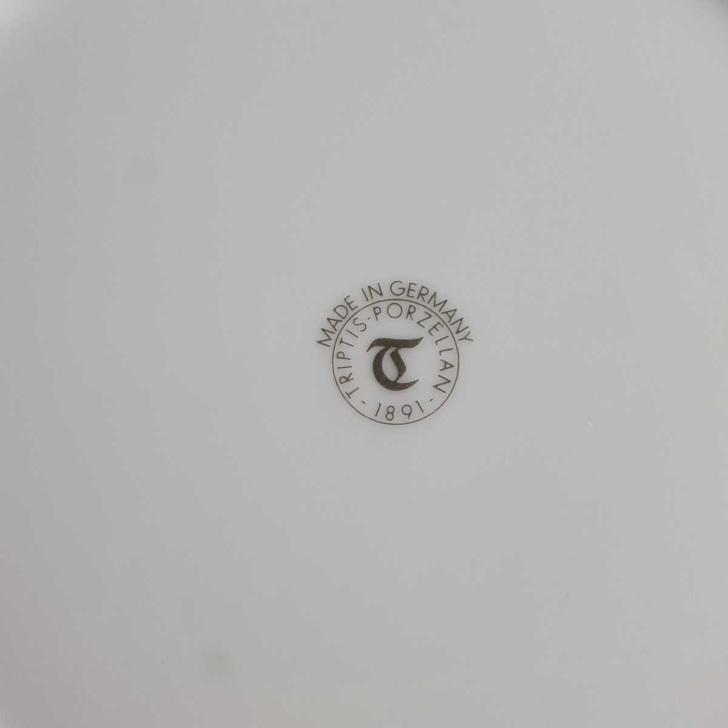 [2119091] 6er Set Speiseteller Essteller Goldrand 23,9 cm Triptis Porzellan weiß gebraucht - gut Bild 7