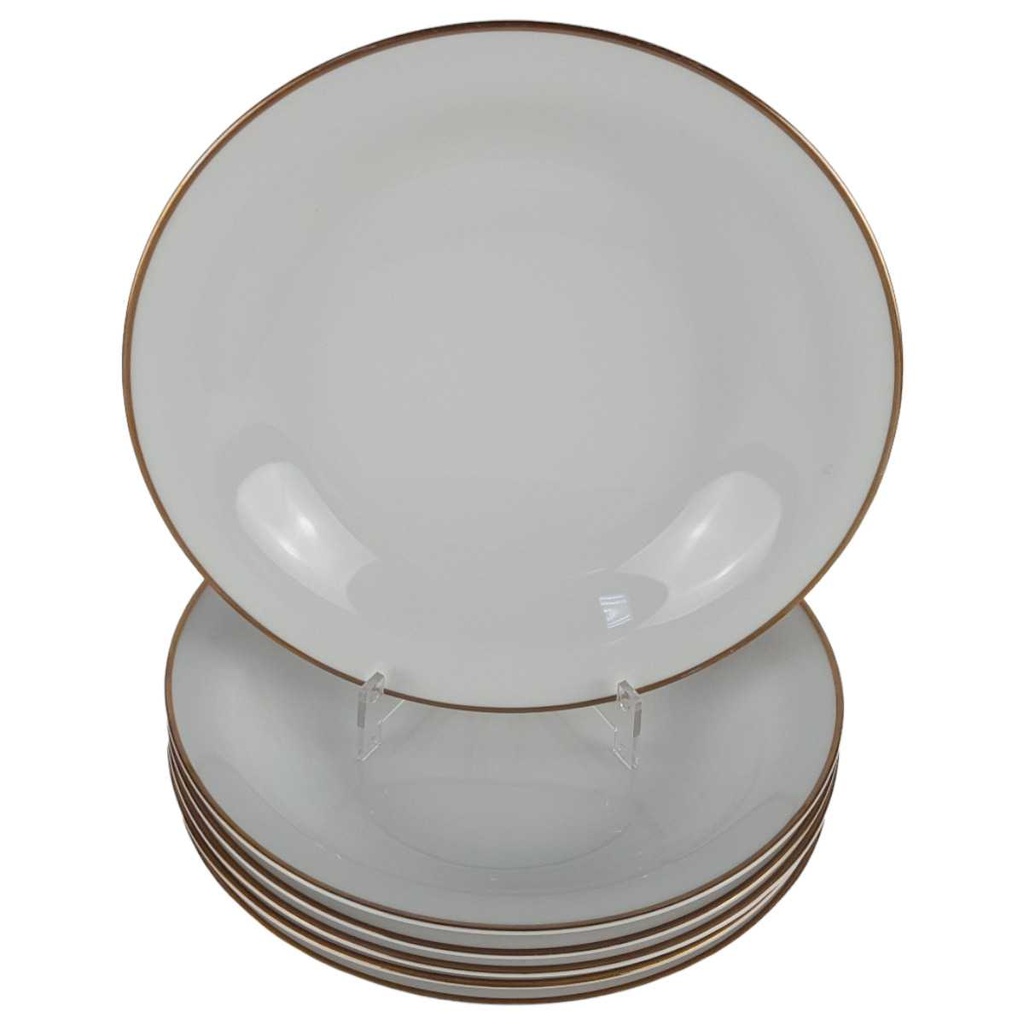 [2119092] 6er Set Suppenteller Goldrand 22,3 cm Mitterteich weiß Bavaria gebraucht - gut Bild 2