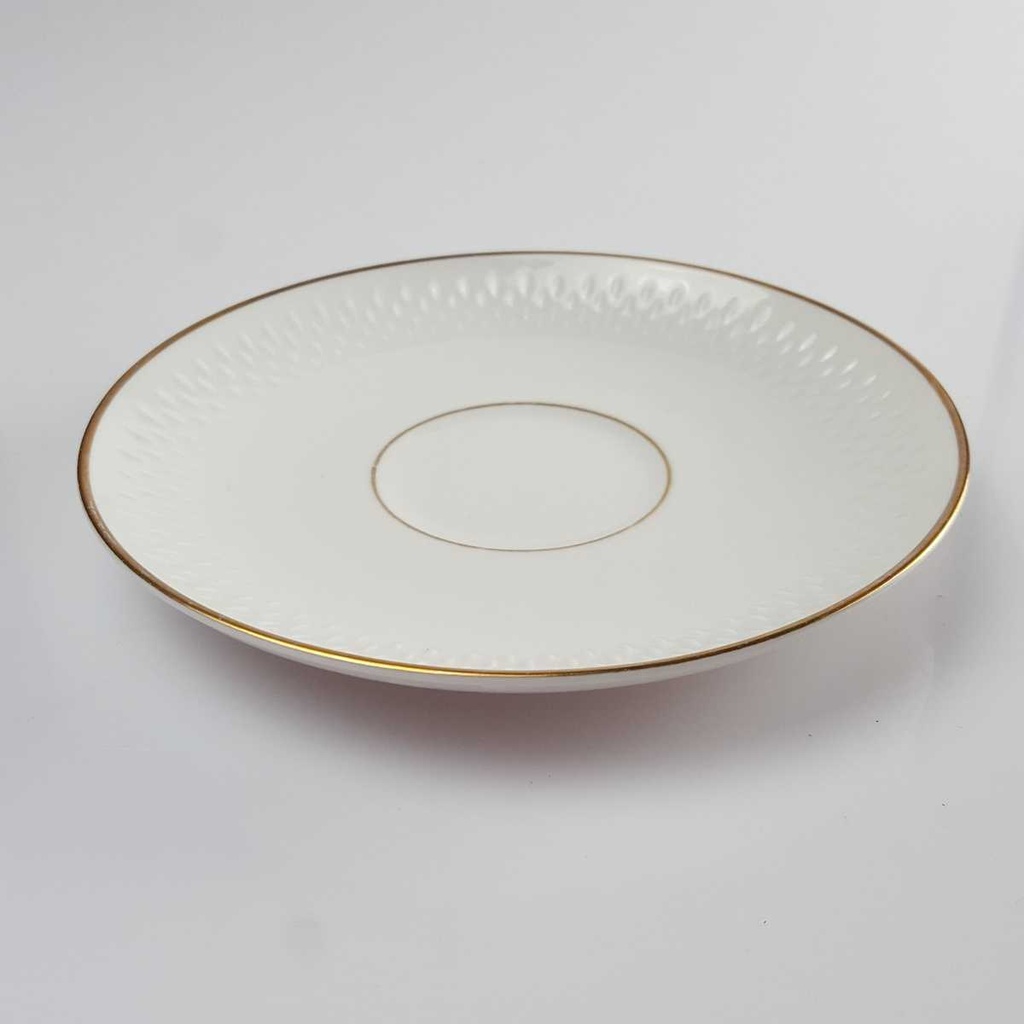 [458142705] Untertasse Goldrand 14,1 cm Edelstein Bavaria Form 21655 Weiß gebraucht - gut Bild 3