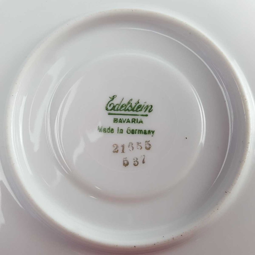 [458142705] Untertasse Goldrand 14,1 cm Edelstein Bavaria Form 21655 Weiß gebraucht - gut Bild 4