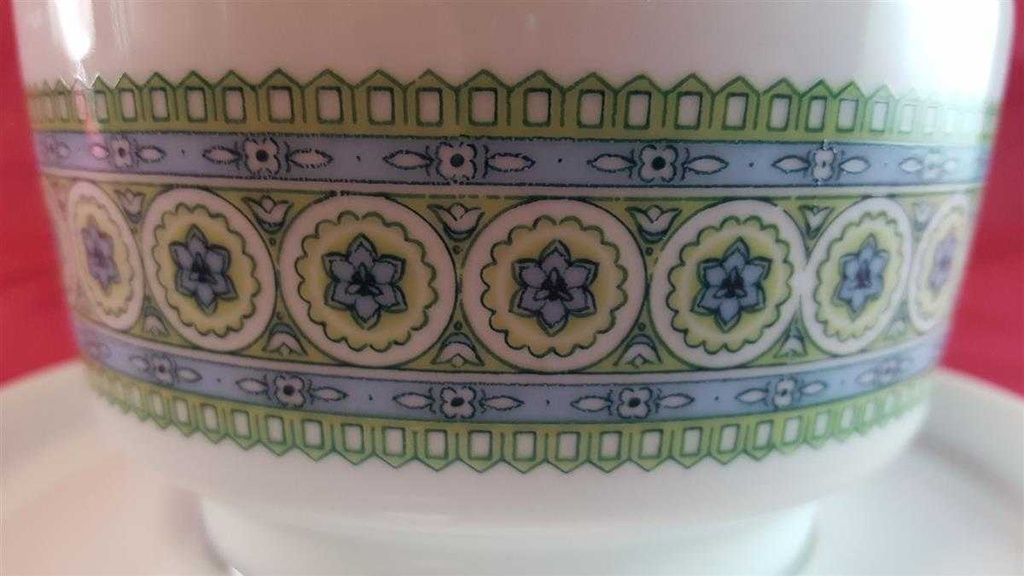[45814287] Sauciere mit Teller 1tlg Seltmann Weiden Vohenstrauß grün blau Blumendekor Blumen gebraucht - gut Bild 2