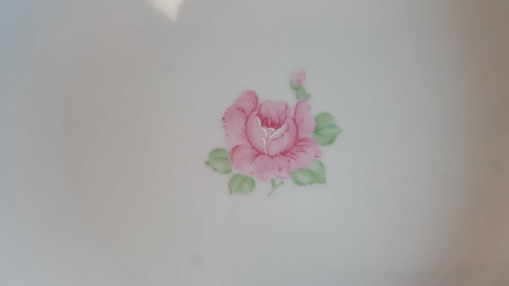 [45814297] Schale Goldrand 17,3 cm Burg Lindau rosa Rosen gebraucht - sehr gut Bild 3
