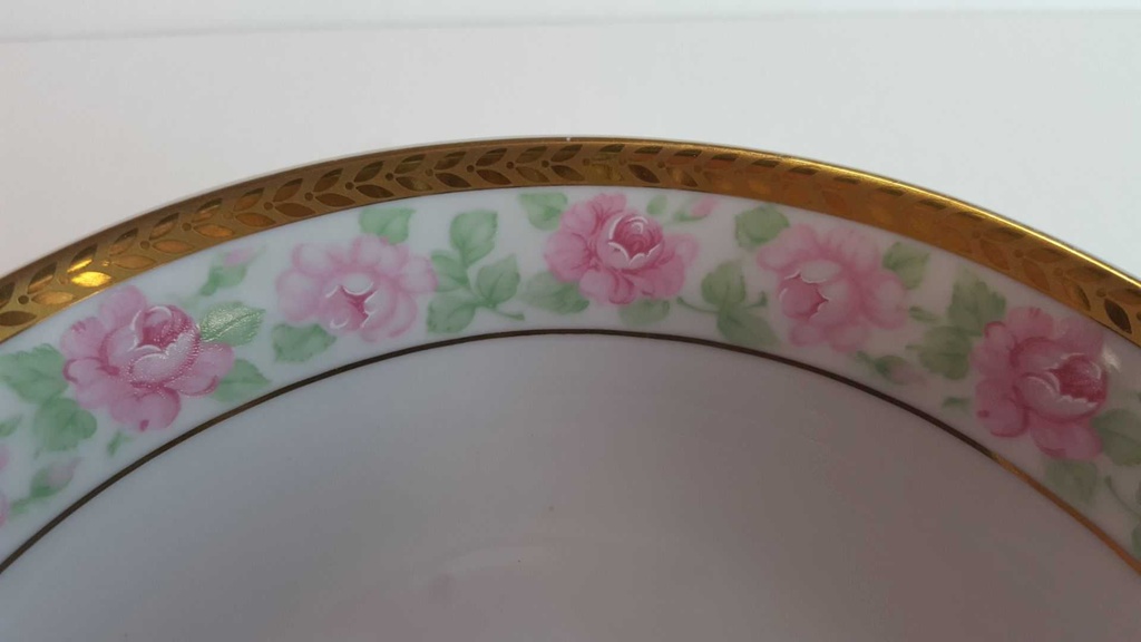 [45814297] Schale Goldrand 17,3 cm Burg Lindau rosa Rosen gebraucht - sehr gut Bild 4