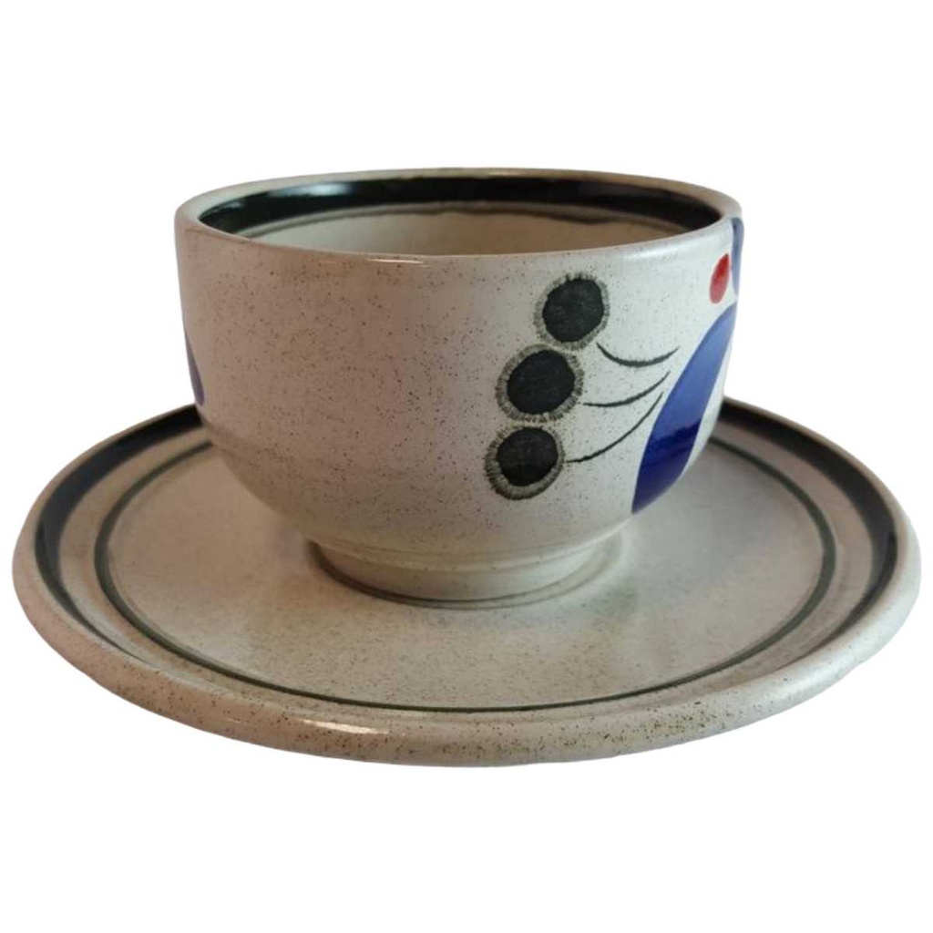 [45814335] Teetasse mit Untertasse Tasse Waechtersbach Blau Rot Blume gebraucht - gut Bild 2