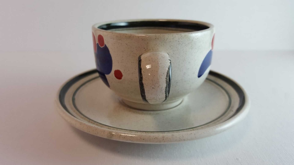 [45814335] Teetasse mit Untertasse Tasse Waechtersbach Blau Rot Blume gebraucht - gut Bild 4
