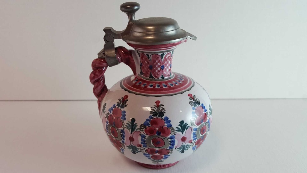 [45814344] Krug mit Zinndeckel Original Keck Keramik gebraucht - akzeptabel Bild 4