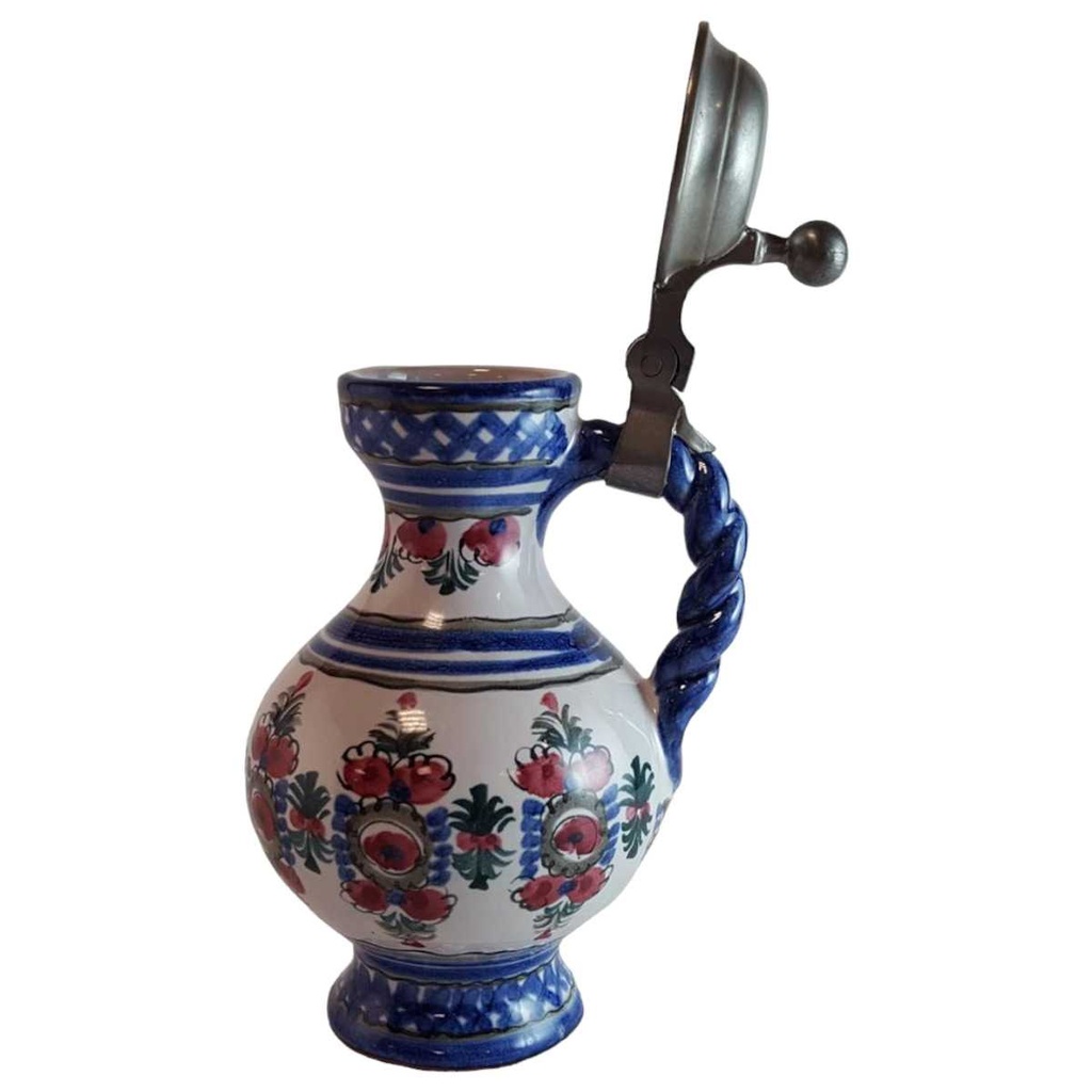[45814345] Krug mit Zinndeckel mini Original Keck Keramik Blau gebraucht - gut Bild 2