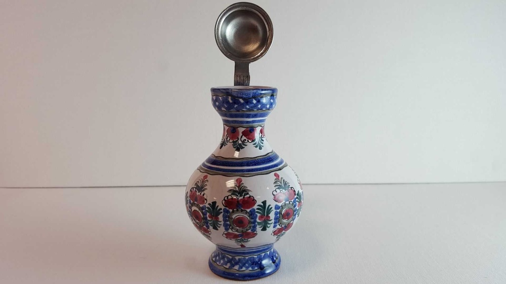 [45814345] Krug mit Zinndeckel mini Original Keck Keramik Blau gebraucht - gut Bild 3
