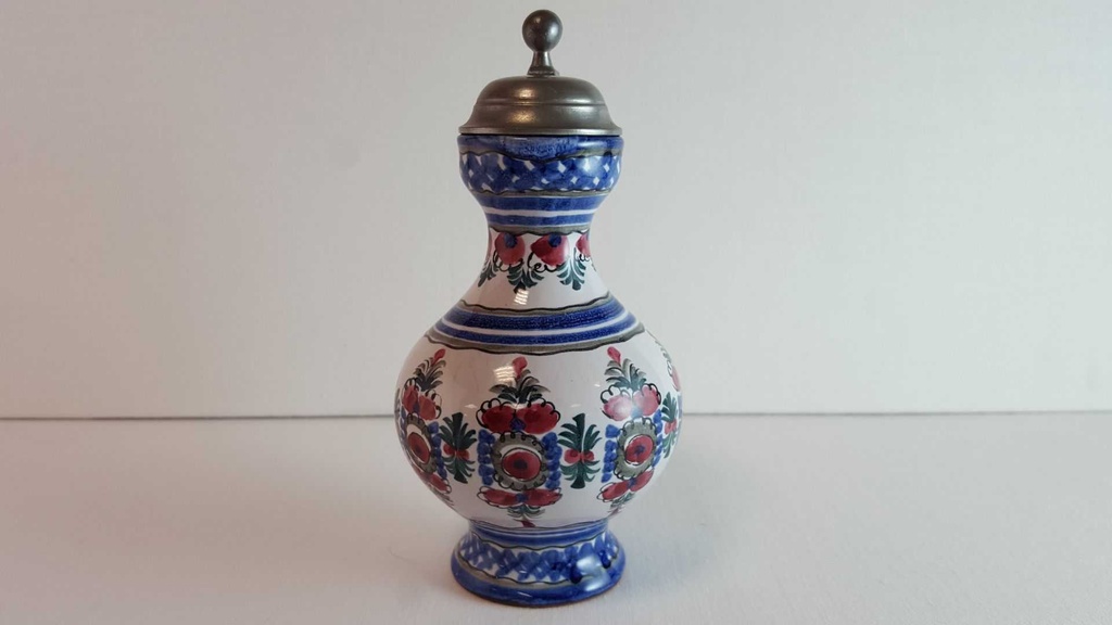 [45814345] Krug mit Zinndeckel mini Original Keck Keramik Blau gebraucht - gut Bild 4