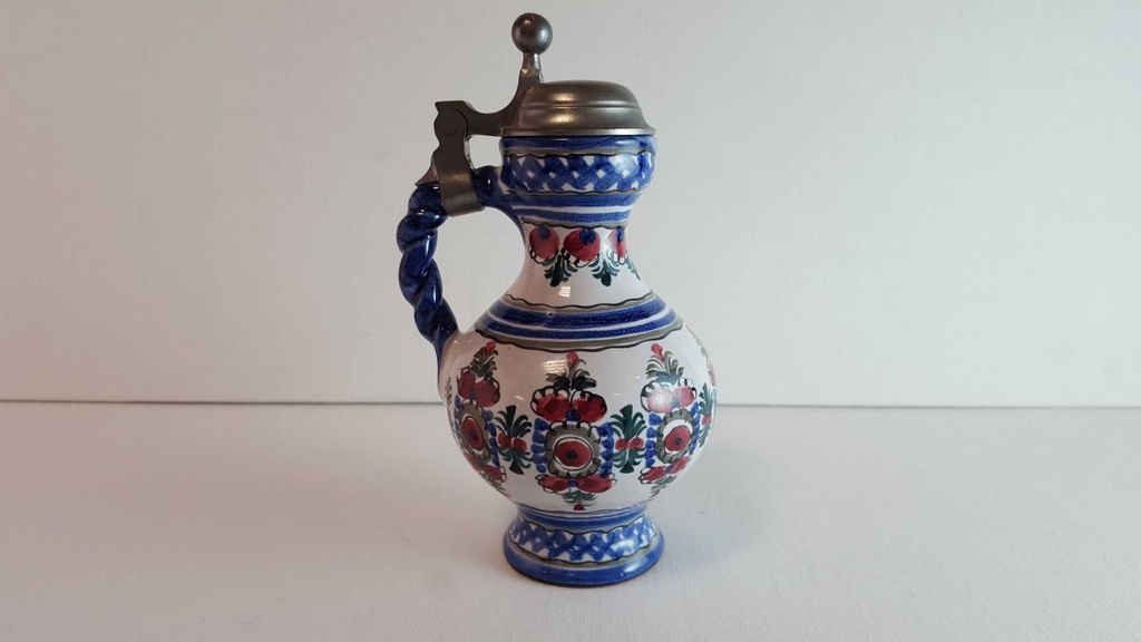 [45814345] Krug mit Zinndeckel mini Original Keck Keramik Blau gebraucht - gut Bild 5