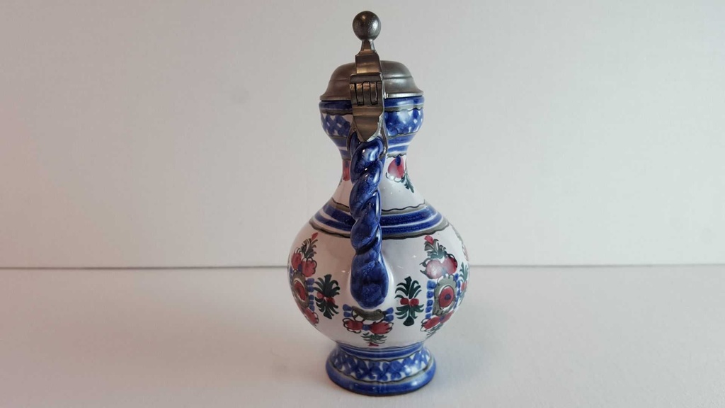 [45814345] Krug mit Zinndeckel mini Original Keck Keramik Blau gebraucht - gut Bild 6