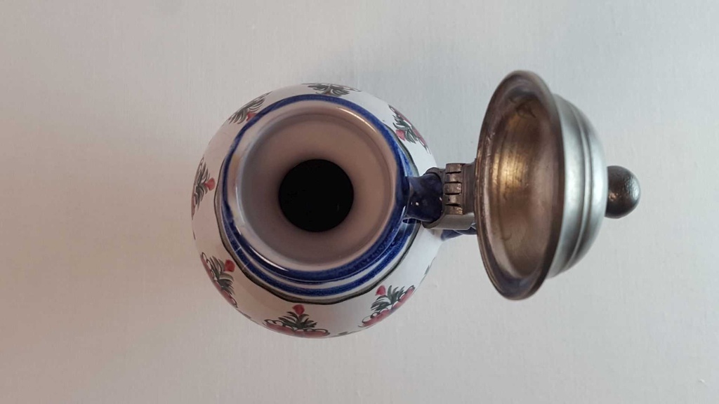 [45814345] Krug mit Zinndeckel mini Original Keck Keramik Blau gebraucht - gut Bild 7