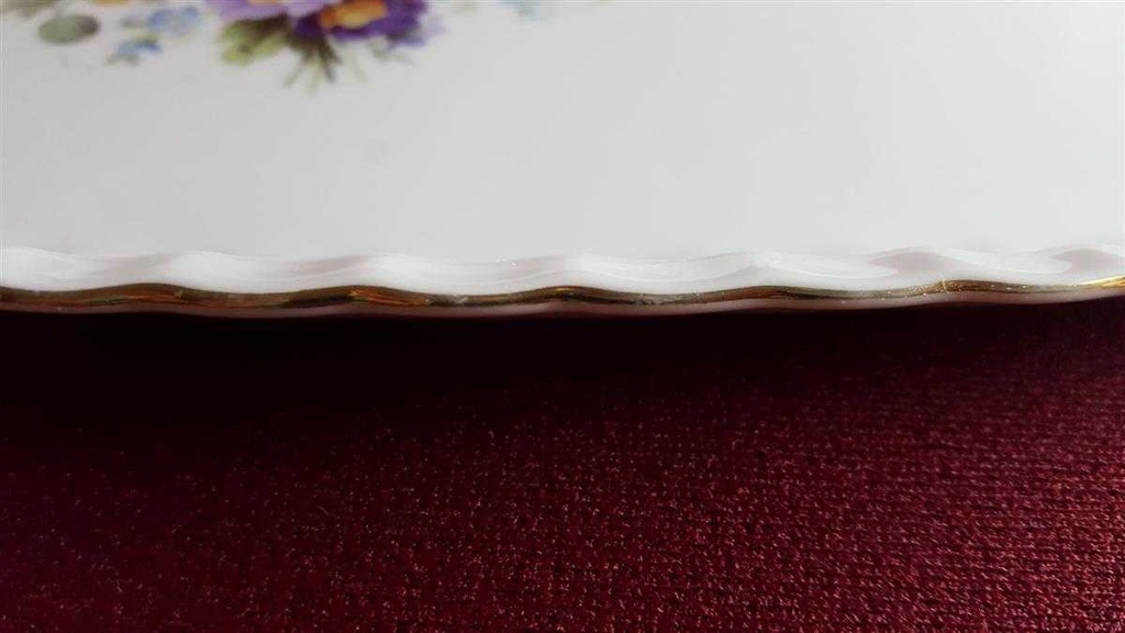 [45814347] Servierplatte Speiseplatte Fleischplatte Steakplatte Goldrand 44,8x17 cm Bauer & Pfeiffer Württemberg Floral gebraucht - gut Bild 7