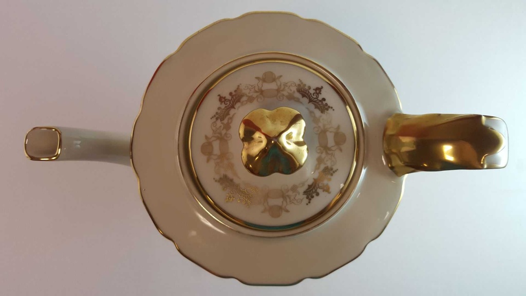 [45814358] Kaffeekanne Kanne Golddekor 1,7 L Tielsch Altwasser weiß 7930 gebraucht - gut Bild 5