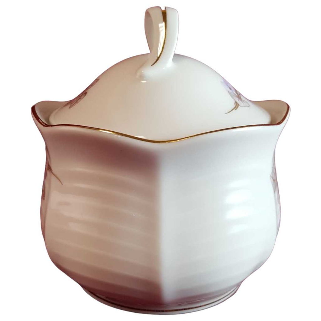 [45814365] Zuckerdose Golddekor Winterling Marktleuthen lila Blumen gebraucht - sehr gut Bild 2