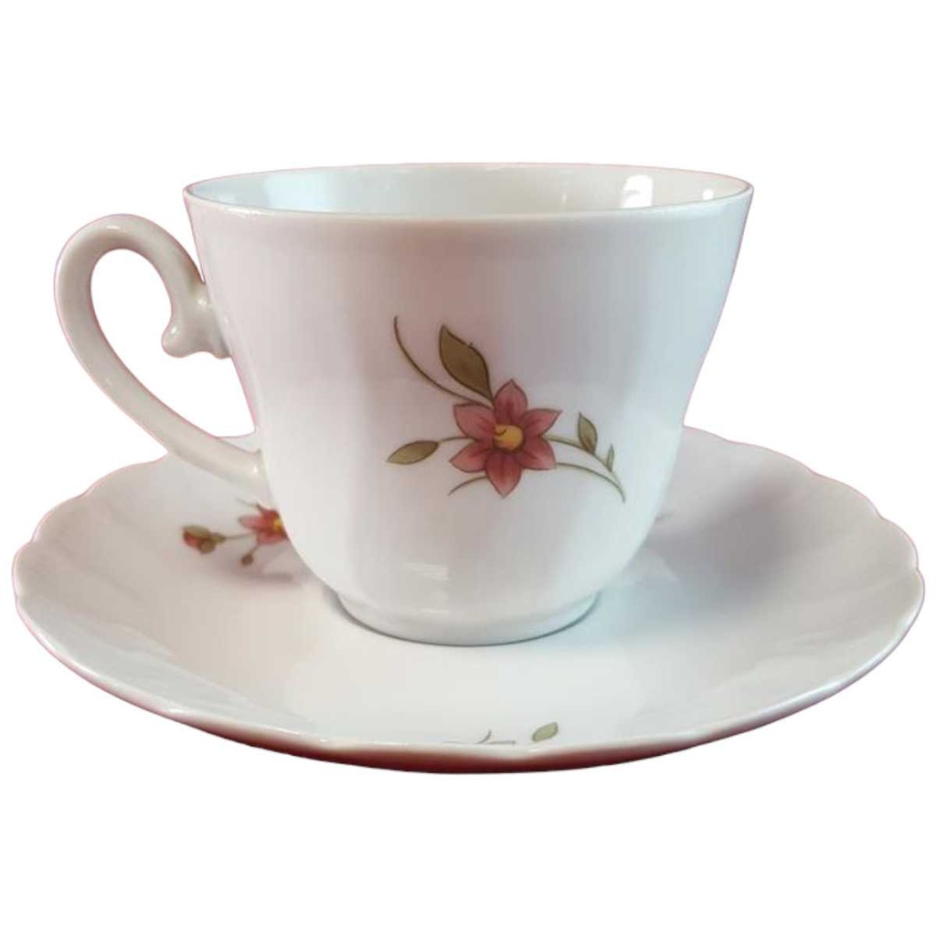 [45814408] Kaffeetasse mit Untertasse Tasse & Winterling Kirchenlamitz Rot Rotrosa Blume Relief Form Bild 2