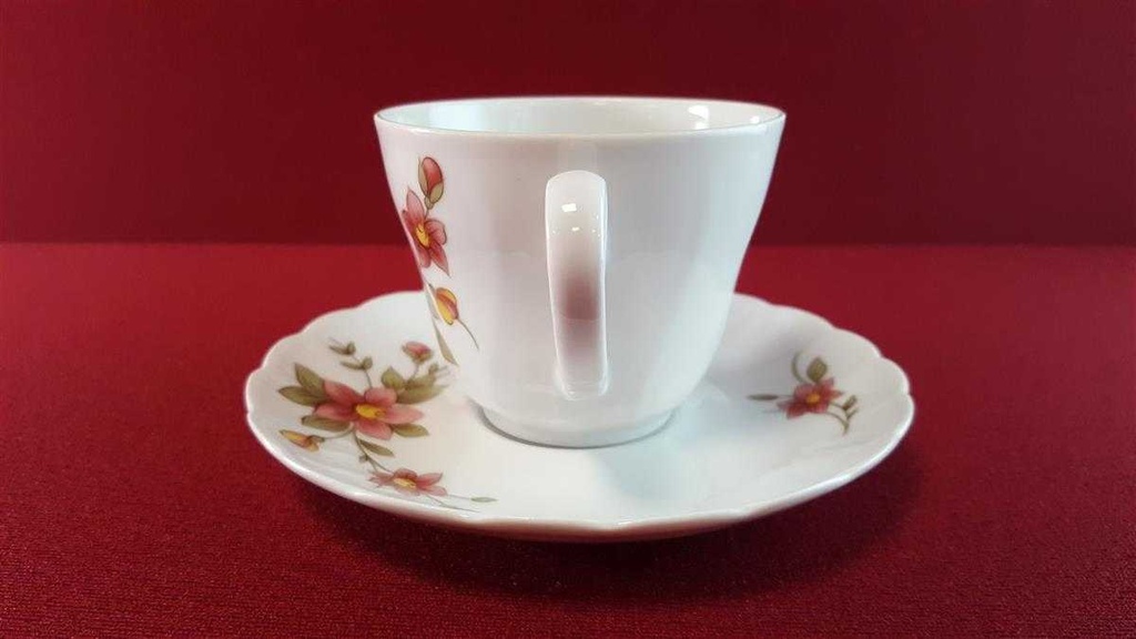 [45814408] Kaffeetasse mit Untertasse Tasse & Winterling Kirchenlamitz Rot Rotrosa Blume Relief Form Bild 3