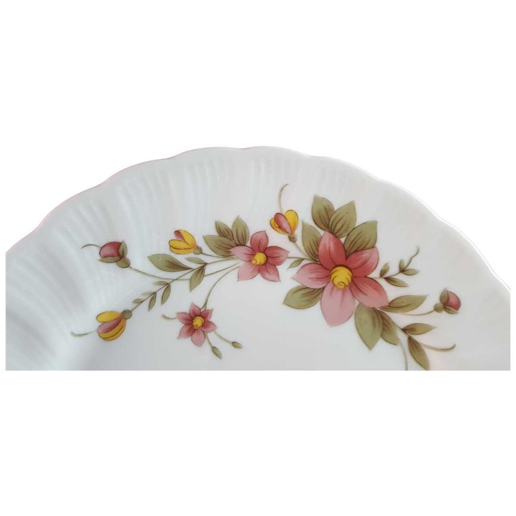 [45814410] Kuchenteller Dessertteller Frühstücksteller 19,5 cm Winterling Kirchenlamitz Rot Rotrosa Blume Relief Form gebraucht - gut Bild 2