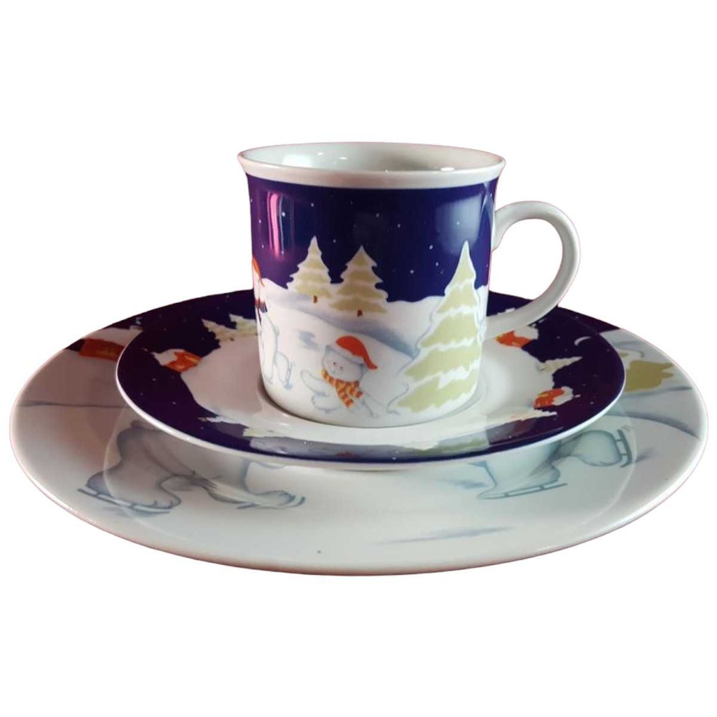 [45814411] Kaffeegedeck Kaffeeset Komplett 3tlg Bel Canto blau weiß Weihnachtsdekor Eisbären Bild 2