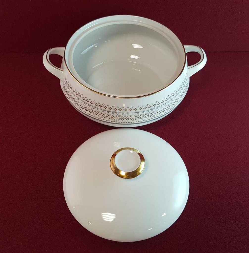 [45814504] Ragoutterrine Suppenterrine Suppenschüssel Servierschüssel Eschenbach Alte Formen Grau Gold Dekor Bild 4