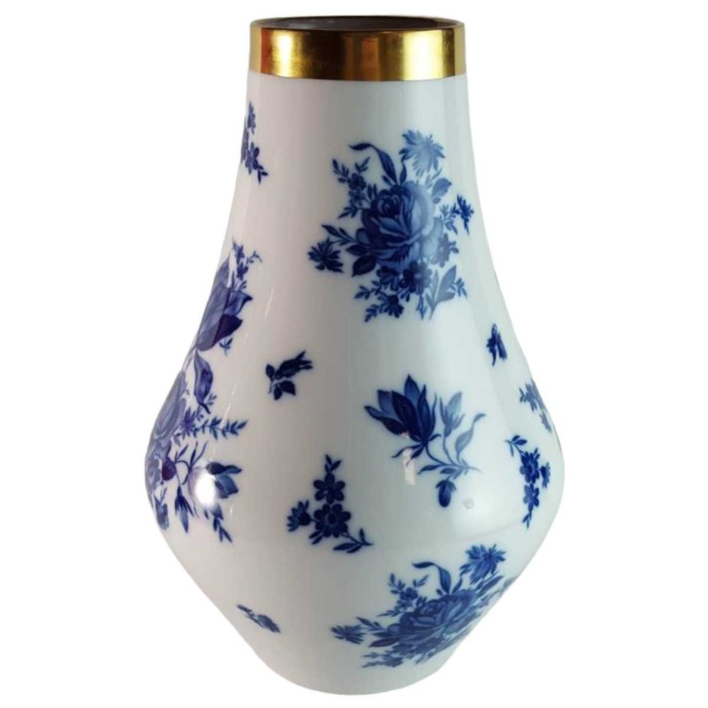 [45814559] Blumenvase Goldrand 25 cm Jaeger & Co Form 1081 Blumendekor Blau Blumen gebraucht - sehr gut Bild 2