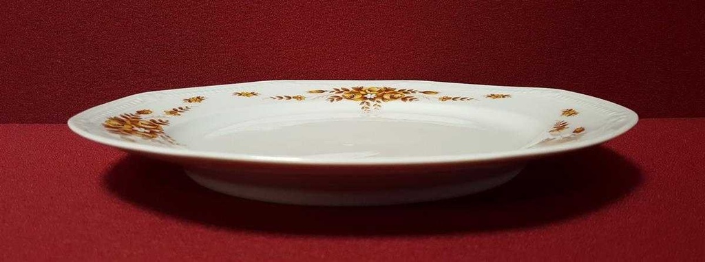 [45814578] Speiseteller Essteller 24 cm Mitterteich Form 2040 Sissi braun goldene Blumen gebraucht - gut Bild 3