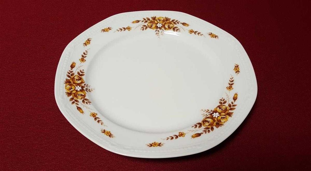 [45814578] Speiseteller Essteller 24 cm Mitterteich Form 2040 Sissi braun goldene Blumen gebraucht - gut Bild 4