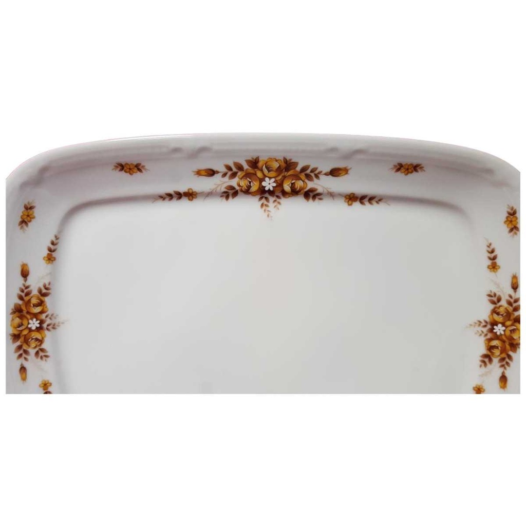 [45814579] Servierplatte Speiseplatte Fleischplatte Steakplatte 30,8x21,4 cm Mitterteich Form 2040 Sissi braun goldene Blumen gebraucht - gut Bild 2