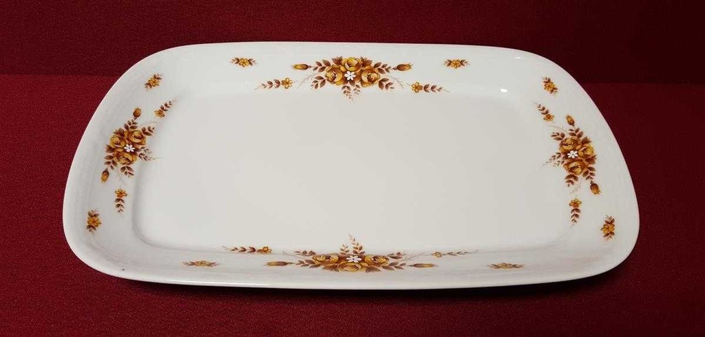 [45814579] Servierplatte Speiseplatte Fleischplatte Steakplatte 30,8x21,4 cm Mitterteich Form 2040 Sissi braun goldene Blumen gebraucht - gut Bild 4